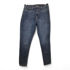 The product is a pair of Banana Republic Women's Blue Medium Wash High-Rise Skin